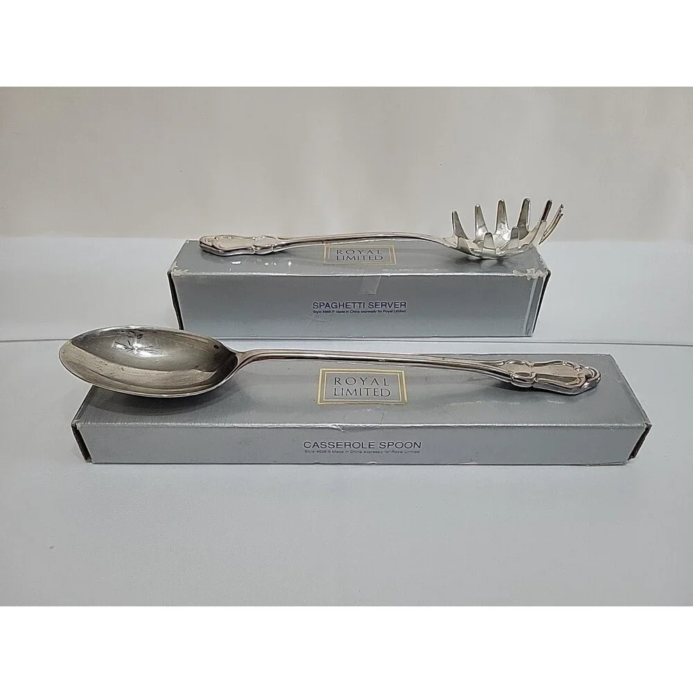 VTG Royal Limited Silverplated Serving Set - 2 Spoons 838-9 & 868-P In Box